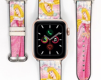 Princess sleeping beauty Apple Watch Band 38 40 41 mm and 42 44 45 49 mm for All Series, disney inspired silicon watch strap, 312 kd-igb