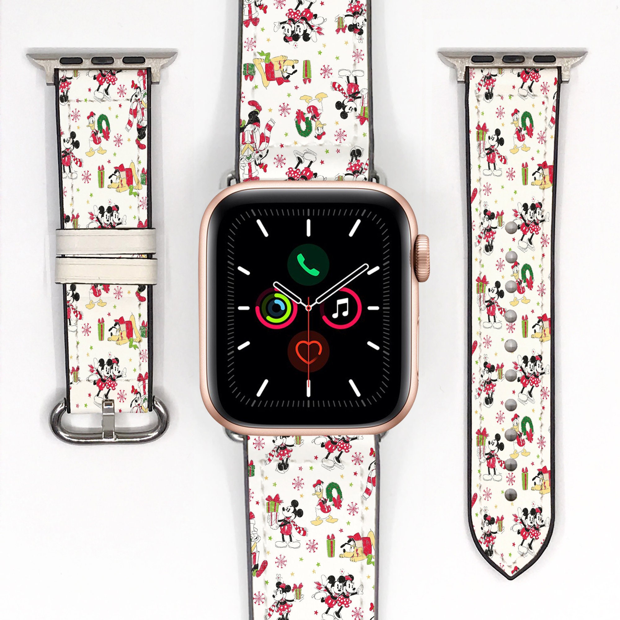 Elephants Indian Style Print, Apple Watch Band (38mm / 40mm / 41mm / 42mm / 49mm),Vegan Faux-leather Watch Strap Wrist Bracelet.