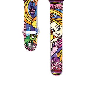 Princess Rapunzel Apple Watch Band 38 40 41 mm and 42 44 45 49 mm for All Series, Silicone strap, stained glass style k51