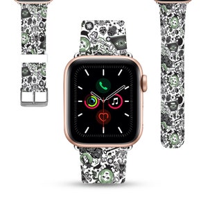 Theme Park Apple Watch Band 38 40 41 mm and 42 44 45 49 mm for All Series, PU leather iwatch strap, Disney haunted mansion inspired kd-hdc