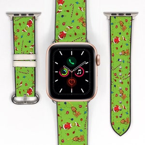 Apple Watch Band 38 40 41 mm and 42 44 45 49 mm, Christmas Max Grinch inspired silicon watch strap for Apple Watch all Series, green kd-aoog