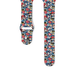 Apple Watch-band: 38 40 41 mm en 42 44 45 49 mm voor All Series, blauwe vintage minnie mouse siliconen bloem bloemenband, 158 kr