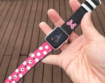 US Disney Parks限定☆Apple Watch用ストラップ ミニー花柄 Pink Polka Dot Minnie Mouse Inspired Apple Watch Band 38 40