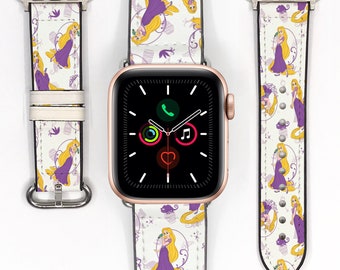 Princess Rapunzel Apple Watch Band: Tangled Leather Silicone Strap for All Series, 296 kd-ief
