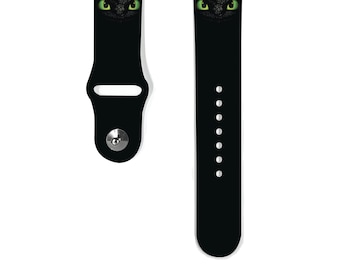 Apple Watch Band 38 40 41 mm and 42 44 45 49 mm for All Series, Black Dragon, Silicone watch strap, Samsung Fitbit available k254