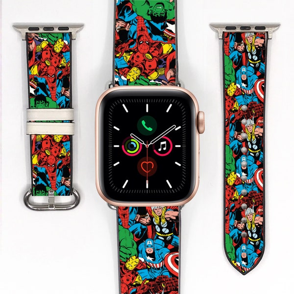 Super Hero Apple Watch Band 38 40 41 mm and 42 44 45 49 mm, marvel avengers inspired silicon Apple watch strap for All Series, 291 kd-iea