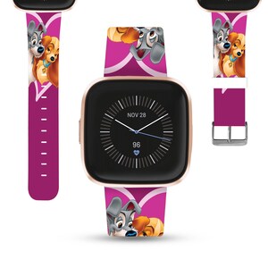 Disney Puppy Dog Fitbit versa 2 3 4 Lite, sense 1 2 Band Disney lady and the tramp inspired, Silicone strap for Fitbit charge 3 4 5 6 kd-oag