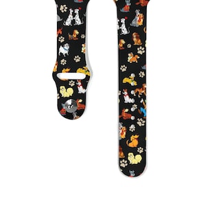 Disney inspired Apple Watch Band 38 40 41 mm and 42 44 45 49 mm for All Series, Silicone strap Disney Dog Puppies black-k13