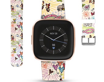 Theme Park Fitbit versa 2 3 4 sense 2 band Disney inspired print Silicone strap for Fitbit charge 3 4 5 Disney Cruise Vacation kd fbg