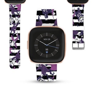 Nightmare before Christmas Fitbit versa 2 3 4, sense 1 2 Band Disney inspired Silicon strap for Fitbit charge 3 4 5 shock lock barrel kd-fce