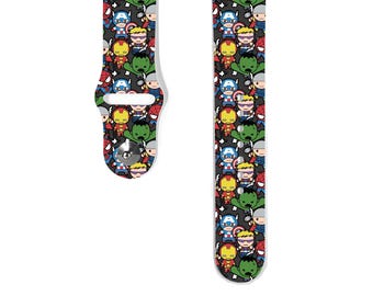 Super Hero Apple Watch Band 38 40 41 mm and 42 44 45 49 mm for All Series, inspired Silicone iwatch strap, k155
