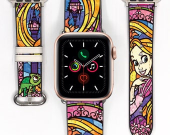 Rapunzel Apple Watch Band: Stained Glass Style, Faux Leather Strap