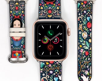 Apple Watch Band 38 40 41 mm and 42 44 45 49 mm for all Series, Disney inspired print Princess Snow White silicon watch strap, kd-aoaf