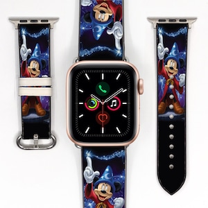 Theme Park Apple Watch Band 38 40 41 mm en 42 44 45 49 mm, Disney-print Mickey Mouse Sorcerer, siliconen horlogeband voor All Series, kd-iii