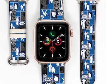 Star Wars Apple Watch Band: Silicon Leather Strap, Blue & Black design, 263 kd-ibb