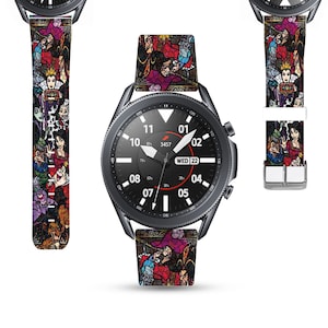 Disney-schurken Galaxy Watch 3 4 5 6-band actief 2 42 46 mm Disney-geïnspireerde print, siliconen band Samsung Gear 2 3 horlogebandmozaïek kd-aeb