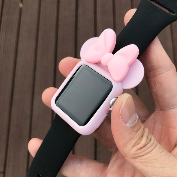 Zachtroze muisoren. Muis Apple Watch Ears-hoes voor 38 40 42 44 mm horloge. Disney-oren. Disney-horloge. Siliconen hoes