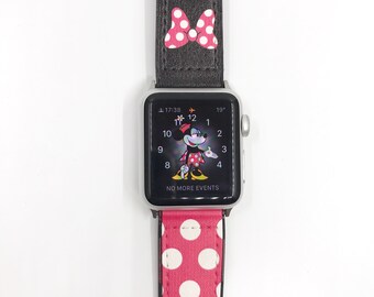 Pink Polka Dot Minnie Mouse Inspired Apple Watch Band 38 40  display picture 1