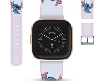 Stitch Fitbit-band: blauwroze Google Pixel-siliconenband met chevron, kd-ooi