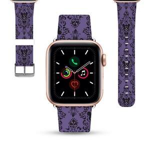 Theme Park Apple Watch Band 38 40 41 mm and 42 44 45 49 mm for All Series, PU leather iwatch strap damask Disney villains inspired kd-eoe