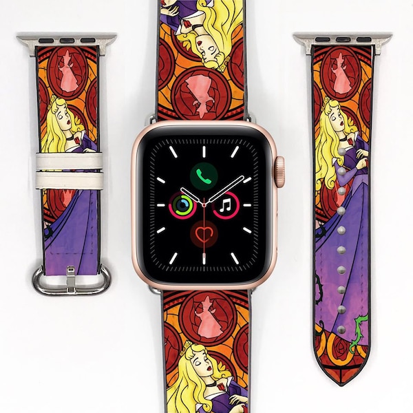 Princess sleeping beauty Apple Watch Band 38 40 41 mm and 42 44 45 49 mm for All Series, silicon watch strap, stained glass 312 kd-ifc