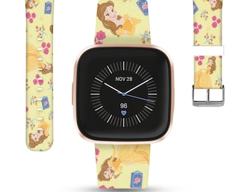 Princesa Belle Fitbit versa 2 3 4 Lite sense 2 Band Pulseira de silicone inspirada na Disney A Bela e a Fera para Belle Fitbit charge 3 4 5, kd-ghb
