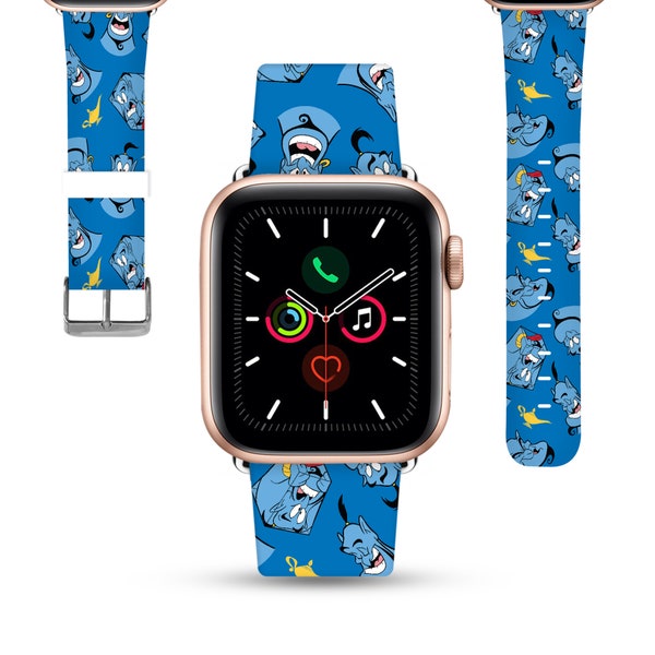 Apple Watch Band 38 40 41 mm and 42 44 45 49 mm for All Series blue genie, apple watch women PU leather iwatch strap, kd-hoh