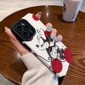 Custodia per iPhone con motivo parco a tema, custodia rossa per iPhone 16 Pro Max con motivo Minnie Mouse a pois, custodia per iPhone 15+, custodia per iPhone 14 e altro, ceeie