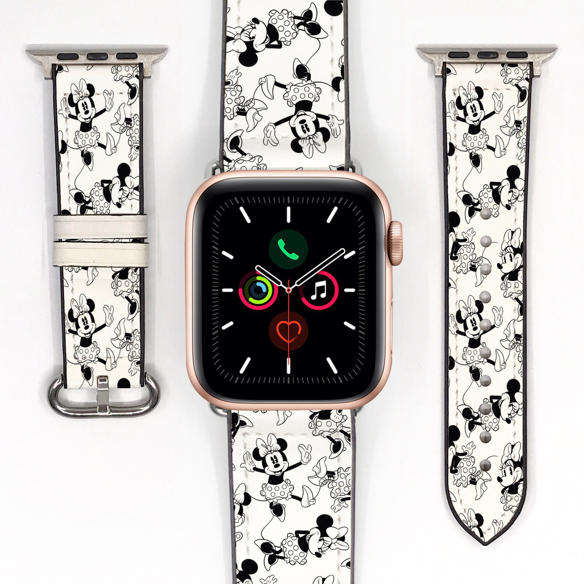 ミニーマウス Apple Watch バンド、ヴィンテージスタイル シリコン 