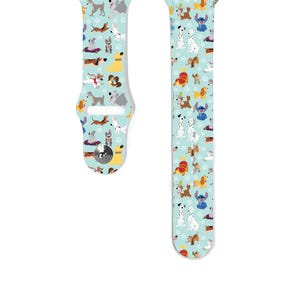 Disney inspired Apple Watch Band 38 40 41 mm and 42 44 45 49 mm for All Series, Silicone strap Disney Dog Puppies teal-k4