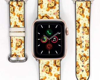 Correa de Tigger para Apple Watch, correa de silicona y cuero Winnie the Pooh, para todas las series kd-fie