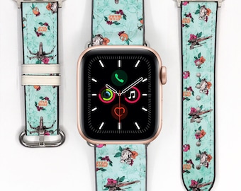 Floral Style Star Wars Apple Watch Band: Silicon Leather Strap for All Series,  kd-ieh
