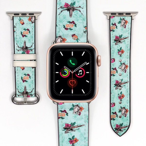 Disney inspired Apple Watch Band 38 40 41 mm and 42 44 45 49 mm , floral style silicon strap for Apple Watch All Series, Star wars kd-ieh