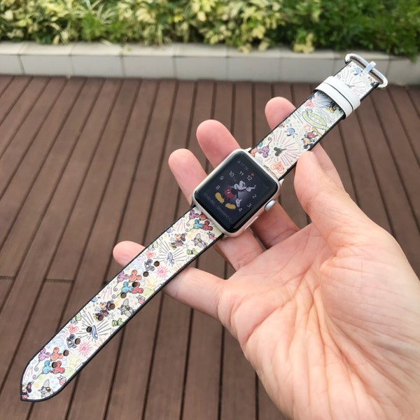 Disney Inspired Apple Watch Band, Silicon Leather Strap for Cruise Vacation travel - fbg