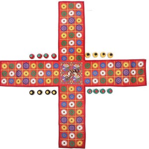 Indian Ludo Cloth Board Game, Traditional Chausar, Travel Size Strategy Set