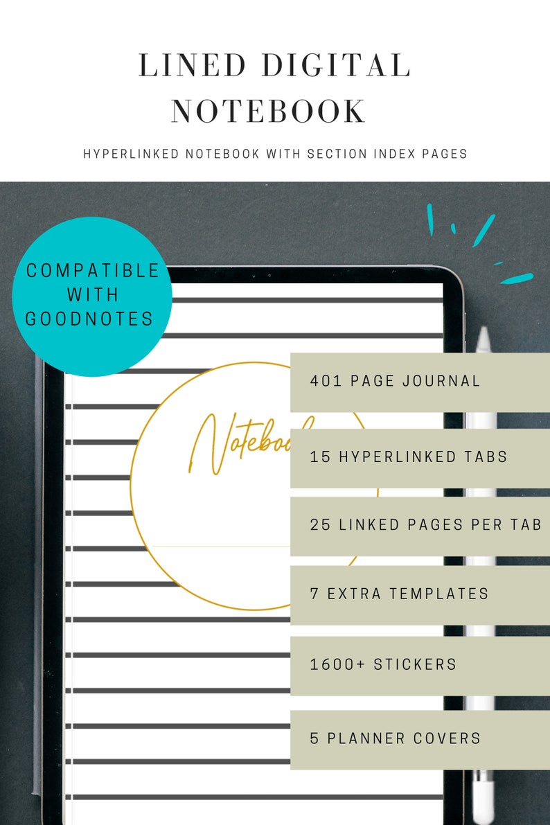 Lined iPad Journal Template Digital Journaling IPad Planner Etsy