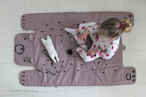 Nursery Bear Rug Organic Play Mat Hand Painted Mat Kids Room Etsy