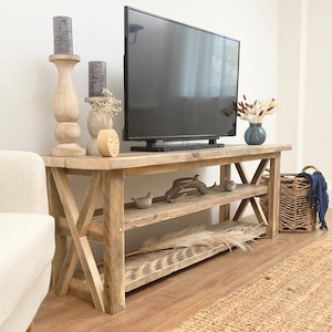 Solid Wood Winford Reclaimed Tv Unit, Rustic Media Console Stand, Spacious Shelving for Electronics and Decor, Handmade Custom Furniture