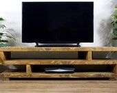 Solid Wood Rustic Handmade Pine Hartington TV Unit Stand, finished in Chunky Country Oak