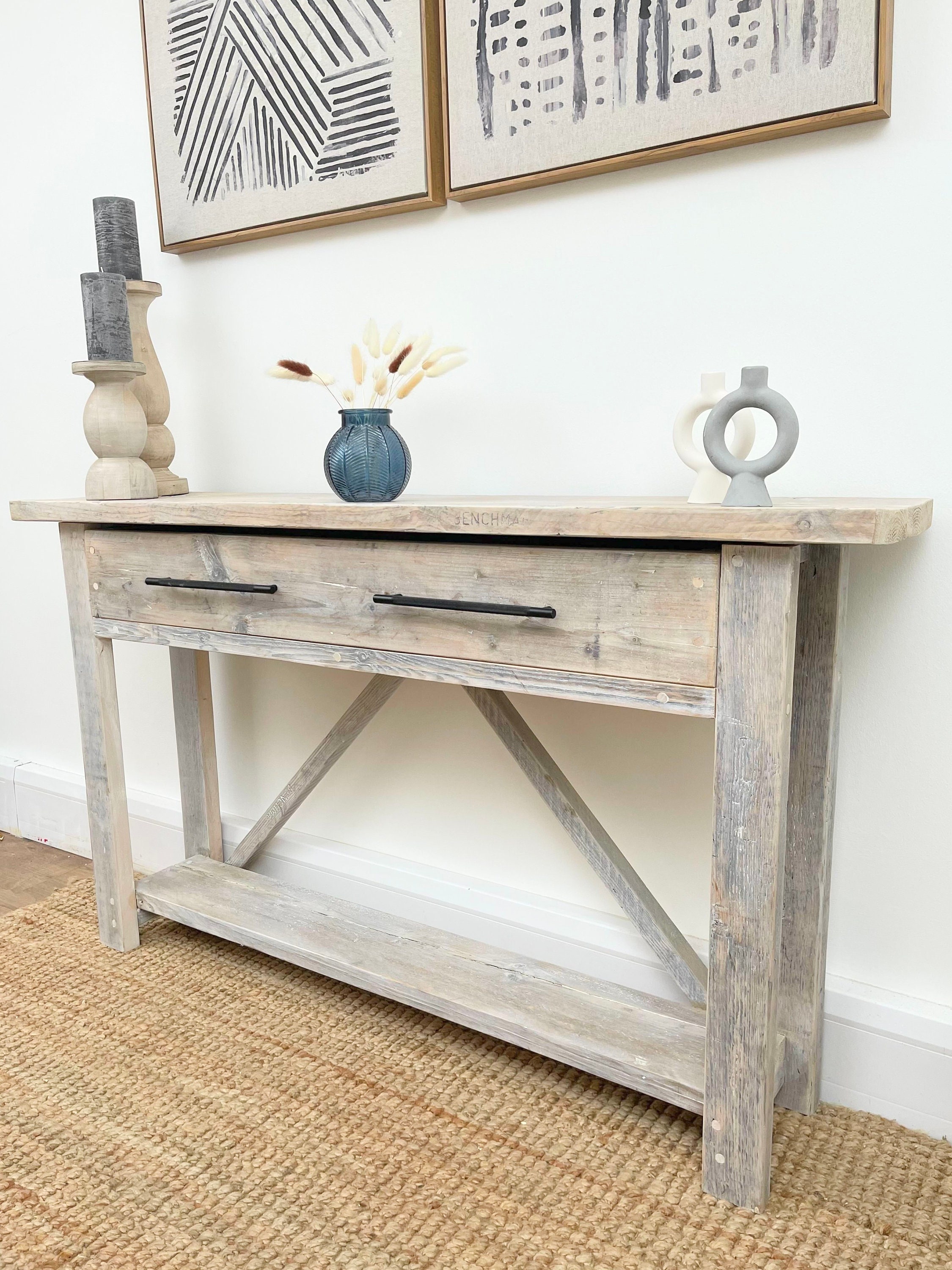 Rustic Solid Reclaimed Wooden Console Table Handmade Custom - Etsy UK