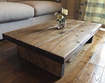 Solid Wood Rustic Pine Burley Coffee Table | Rustic Table | Living Room Furniture | finished in Chunky Country Oak