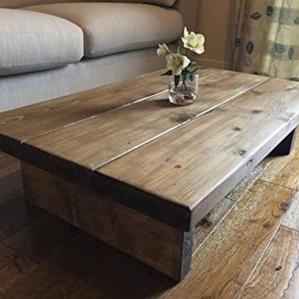 Solid Wood Rustic Pine Burley Coffee Table | Rustic Table | Living Room Furniture | finished in Chunky Country Oak