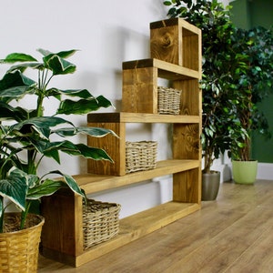 Solid Wood Rustic Brandside Shelving unit, Bookcase, Storage, Shelving, Wooden Bookcase, finished in Chunky Country Oak