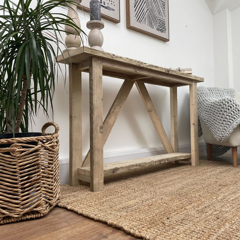 Solid Wood Reclaimed Ryde Console Table Scandinavian - Etsy UK