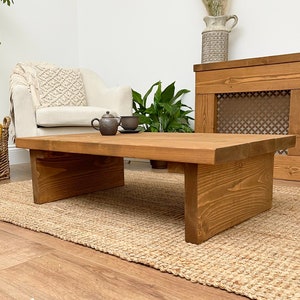 Low Rustic Solid Wood Burley Coffee Table, Handmade Custom Furniture, Farmhouse Décor