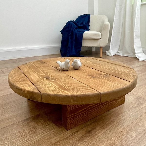 Rustic Salisbury Round Coffee Table, Rustic Table, Living Room Furniture, finished in Chunky Country Oak
