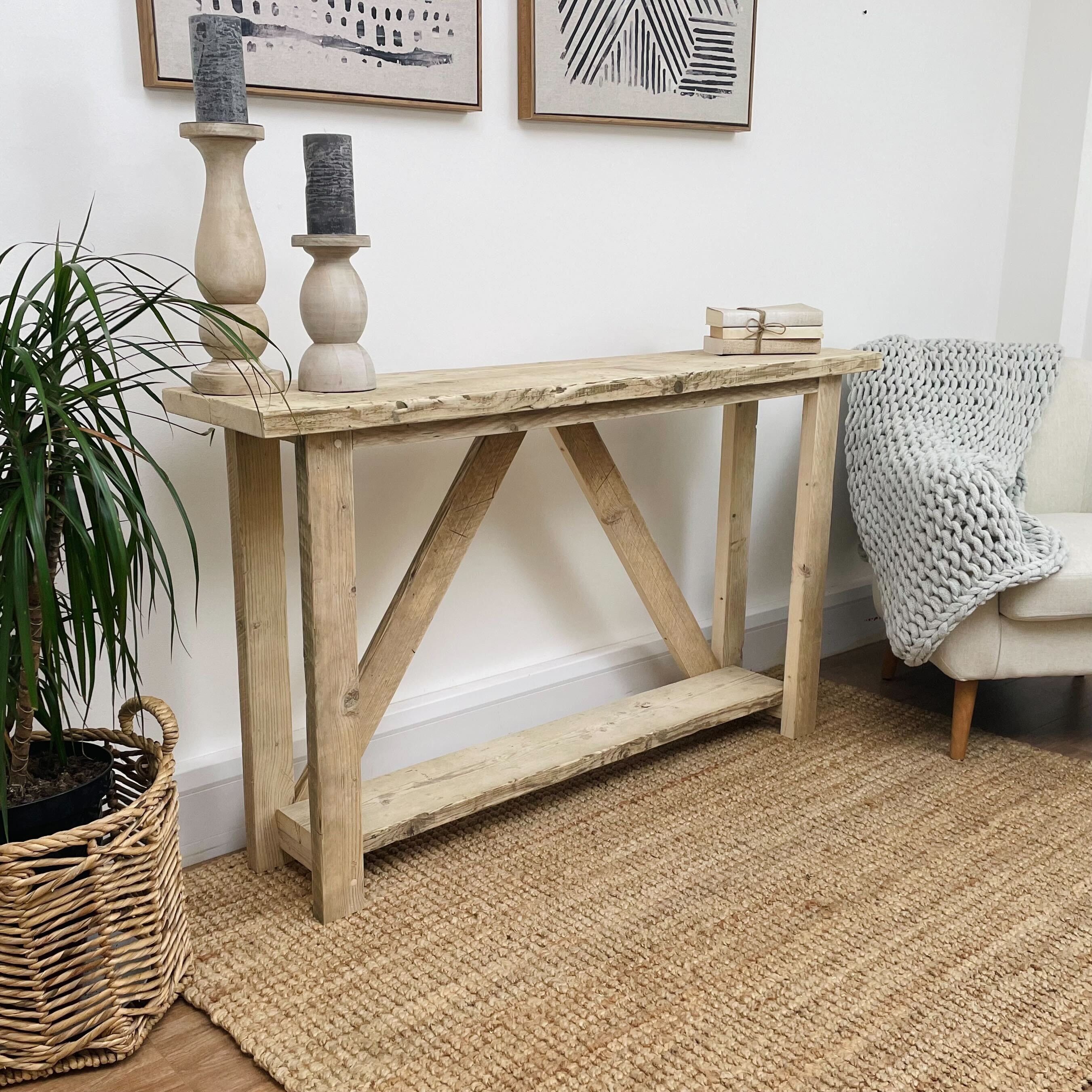 Solid Wood Reclaimed Ryde Console Table Scandinavian - Etsy UK