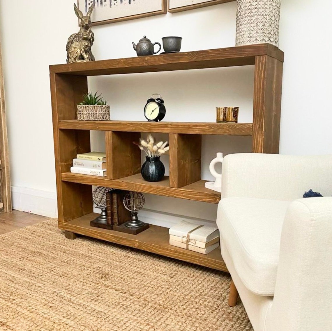 Solid Wood Rustic Pine Shelving Unit Bookcase Handmade Etsy UK