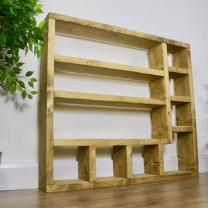 Solid Wood Rustic Pine Setley Shelving Unit | Bookcase | Storage Unit | Rustic Furniture | finished in Chunky Country Oak