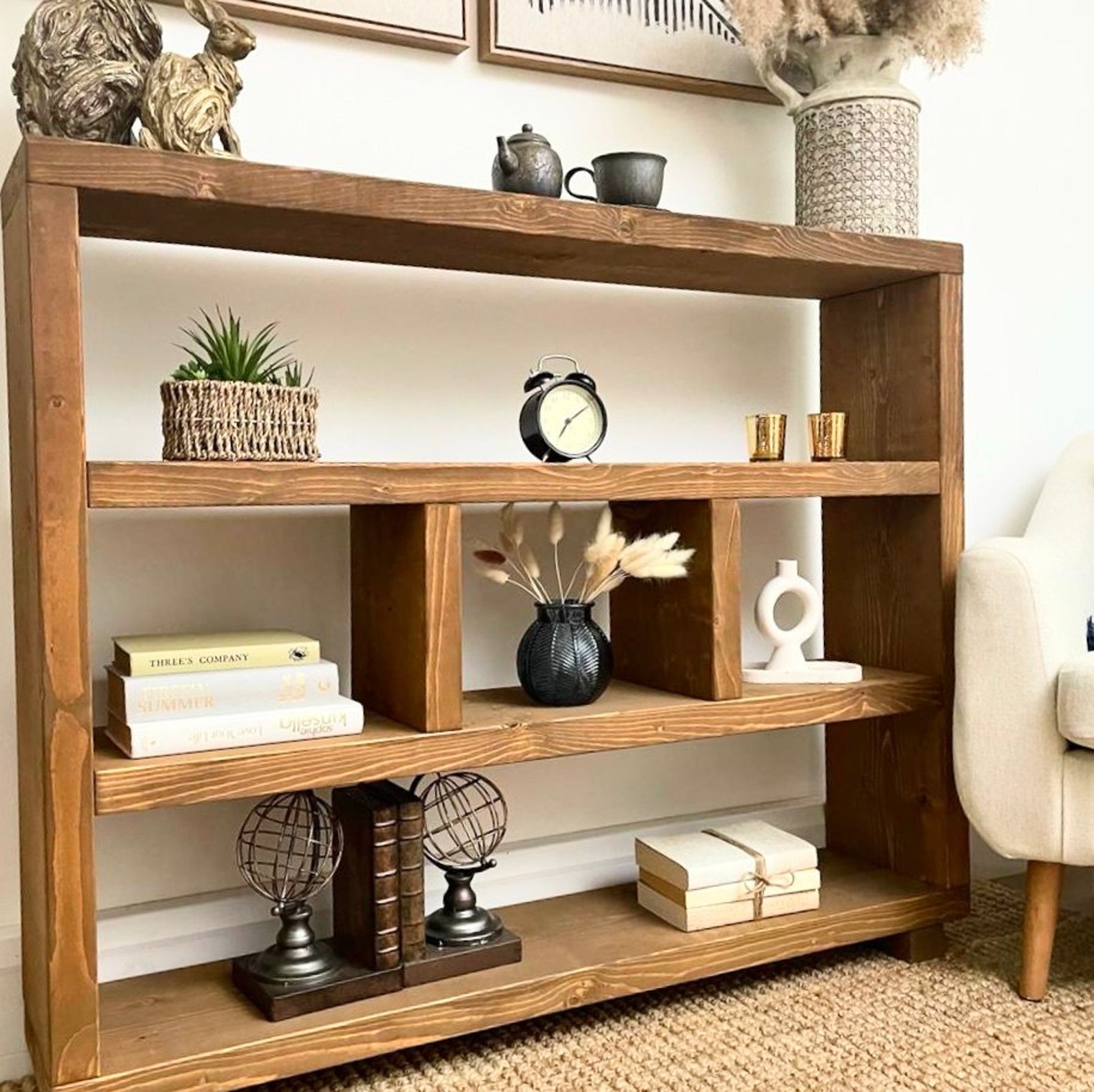 Solid Wood Rustic Pine Shelving Unit Bookcase Handmade Etsy UK